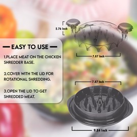 Chicken Shredder Tool Twist - Premium Heavy-Duty Plastic Meat Shredder for Effortless Shredded Chicken, meat chopper, Large Capacity, Heat-Resistant, Non-Slip, Easy to Use & Quick Shredding Tool Grey