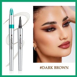 4D Microblading Eyebrow Pen with 4 Fork Tips – Waterproof, Smudge-Proof & Long-Lasting Liquid Brow Pencil for Natural Hair-Like Strokes, Includes Eyebrow Razor – Dark Brown
