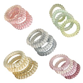 20 Pcs Donas para el Cabello Mujer.Espiral Pelo Lazos.Phone Cord Hair Ties.Accesorios para el Cabello para Niña y Mujer.Material de pvc, textura de cristal, 20 colores, colores brillantes.