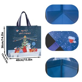 LZRinue 2 Pack Large Christmas Tote Bags, Reusable Tote Bag With Handle Non-woven Fabric Christmas Shopping Bag Foldable Waterproof Christmas Treat Grocery Bag for Xmas Gift Party Decoration
