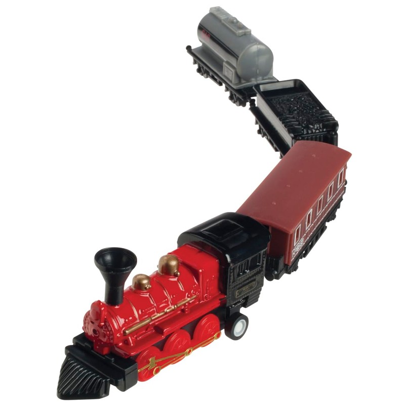 Toysmith Mini Pull-Back Train Set, Assorted Styles, For Boys &