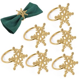Christmas Napkin Rings Gold for Table Decor, Snowflake Christmas Napkin Rings Decoration for Party Holiday Christmas Wedding Table Decoration