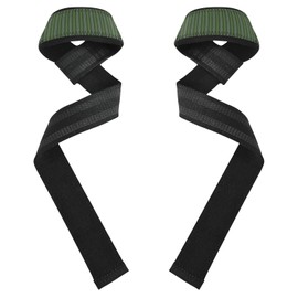 Muñequeras de rayas gris-verdes y correas de elevación de 26 pulgadas, antideslizantes, correas de entrenamiento para levantamiento de pesas, gimnasio, peso muerto, bandas de ejercicio