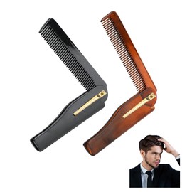 Pack of 2 Combs Men Foldable Folding Comb for Men Foldable Hair and Beard Comb Portable Mini Folding Comb Anti-Static Pocket Comb for Beard and Hair Care, Ideal for Travel and Everyday Use
