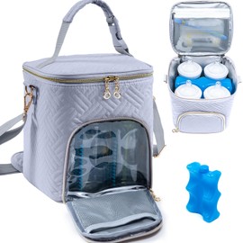 Breastmilk Cooler Bag with Ice Pack for 4 Mam Bottles Cooler Bag - See-Through Breast Pump Bag for Baby Bottles 4oz-9oz- Breastmilk Storage Bag - Bottle Cooler Bag for Daycare,Insulated Bottle Bag
