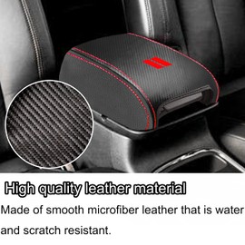 YOSRTER for Dodge Durango Accessories 2011-2018 2019 2020 Center Console Armrest Cover Interior Box Anti-Scratch Leather Central Armrest Decoration (Carbon Fiber Red