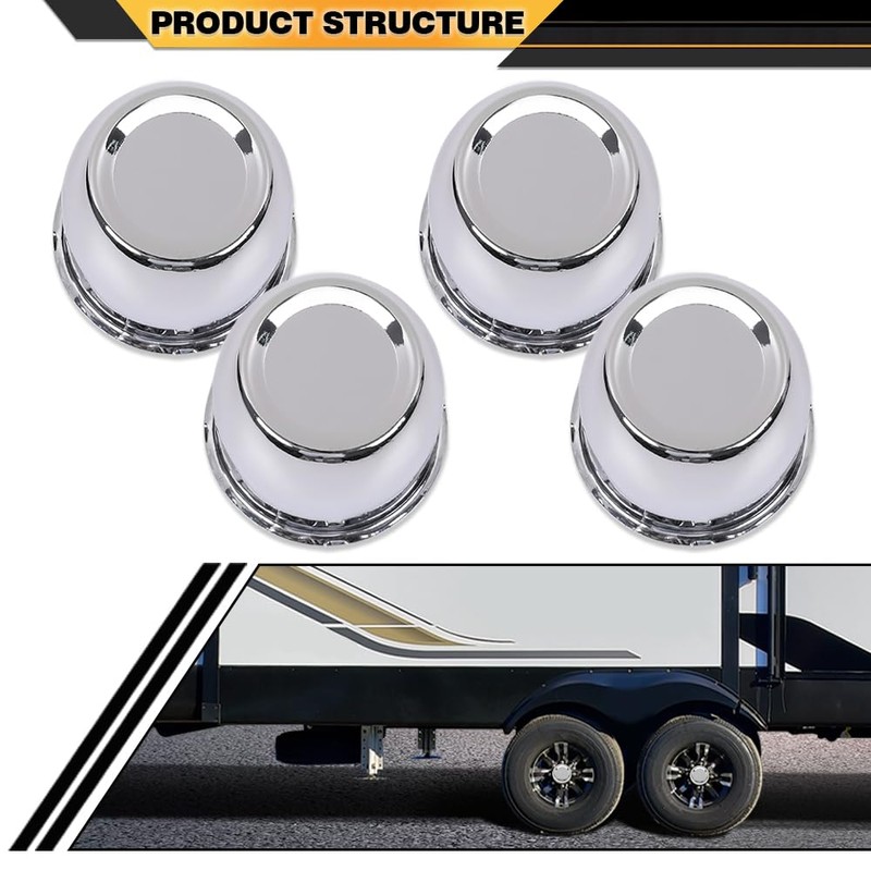CNNELL 4pcs Push Through Chrome Wheel Center Caps Fit 3.18"