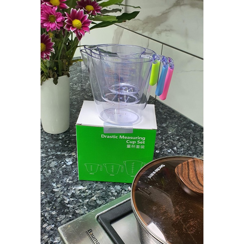 6pc Transparent Drastic Measuring Cup Set, Measuring Cup Stackable Clear