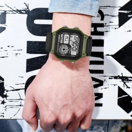 Unbranded Mens Waterproof Digital Sports Watch LED Screen Large Face Military Watches US - Army Green