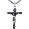 Stainless Steel Jesus Christ Crucifix Cross Religious Pendant Necklace, Unisex,