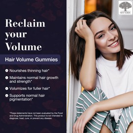 NEW NORDIC Hair Volume Gummies, 2500 mcg Biotin, Daily Hair Vitamins Supplement to Support Hair Skin & Nails, Vegan, 60 Count (Pack of 1)
