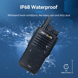Retevis P62 Walkie Talkie Dual Band, Waterproof Two Way Radio Heavy Duty IP68, Intelligent Noise Reduction, Man Down Alarm, 2500mAh Walkie Talkie Long Range for Freight, Logistics (1 Pcs, Black)