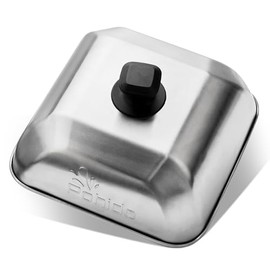 10 Inch Basting Cover Square Stainless Steel,Rectangular Stainless Steel Griddle Lid,Cheese Melting Dome and Steaming Cover,Heat Resistant for BBQ Flat Top Gas Grill Griddle Indoor/Outdoor- Sliver