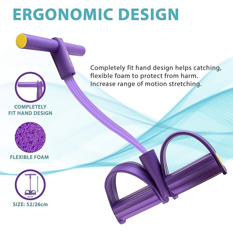 Pedal Resistance Band, 4-Tube Fitness Ankle Puller Yoga Handle Bands