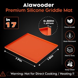 Alawooder Silicone Griddle Mat for Blackstone Griddle 17 Inch - Food Grade Silicone Griddle Cover for Blackstone Flat Top Grill, 17" Thickened Buddy Mat Grilling Accessory for Black Stone Protection