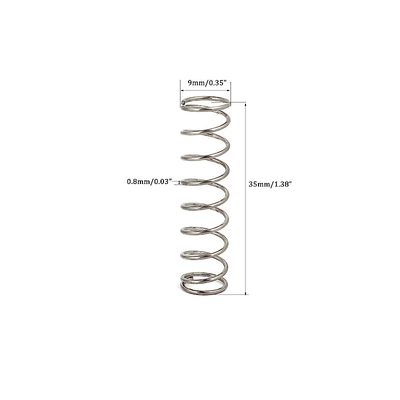 TOP-VIGOR 10Pcs Compression Spring, 9mm OD,0.8mm Wire Size,35mm Free Length