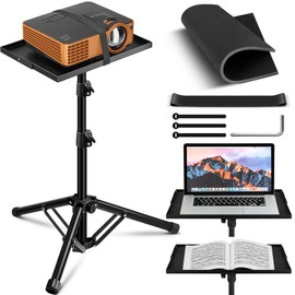 CAHAYA Projector Stand Tripod Foldable: 18.9 to 41 Inch Height Adjustable Projector Tripod Stand 180° Rotatable Thickened Base Multipurpose Laptop Stand Panel Collapsible for Outdoor Office Home Stage