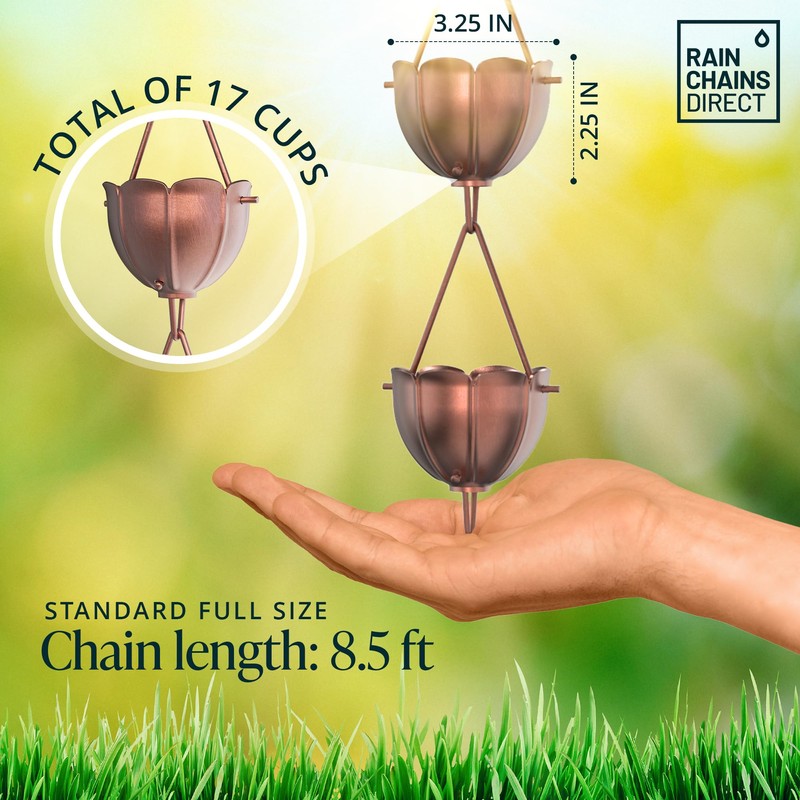 Rain Chains Direct - Square Link Rain Chain - 8.5