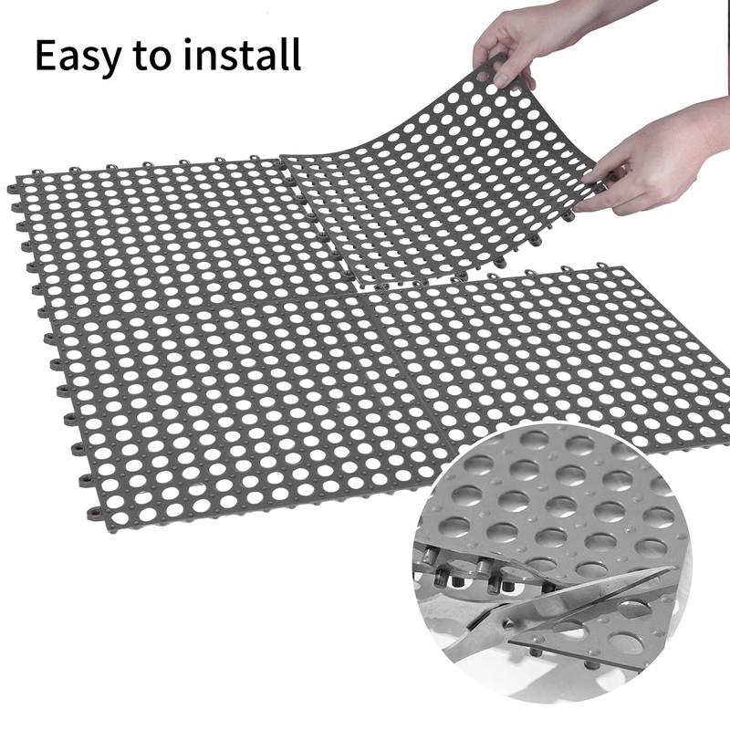12Pack Interlocking Floor Tiles Soft PVC Non Slip Shower Floor