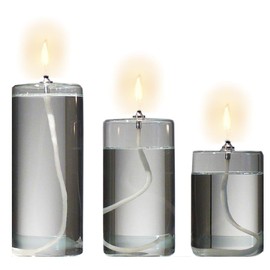 Refillable Glass Unscented Pillar Candle Gift Set of 3 - Use Alone, in a Candle Holder or Lantern - Oil Lamps Last a Lifetime and are a Unique Gift for Women