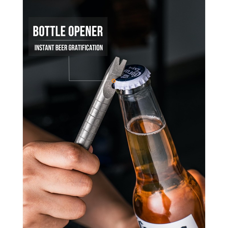 TIMULTI Titanium EDC Pry Bar with Bottle Opener, Measure Function