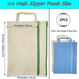 XIWUMOER A4 Mesh Zipper Pouch, Waterproof File Bag with Handle,Foldable Document Organizer for School, Office, Travel - Durable Folder with Puzzle Project/Cross Stitch (2)