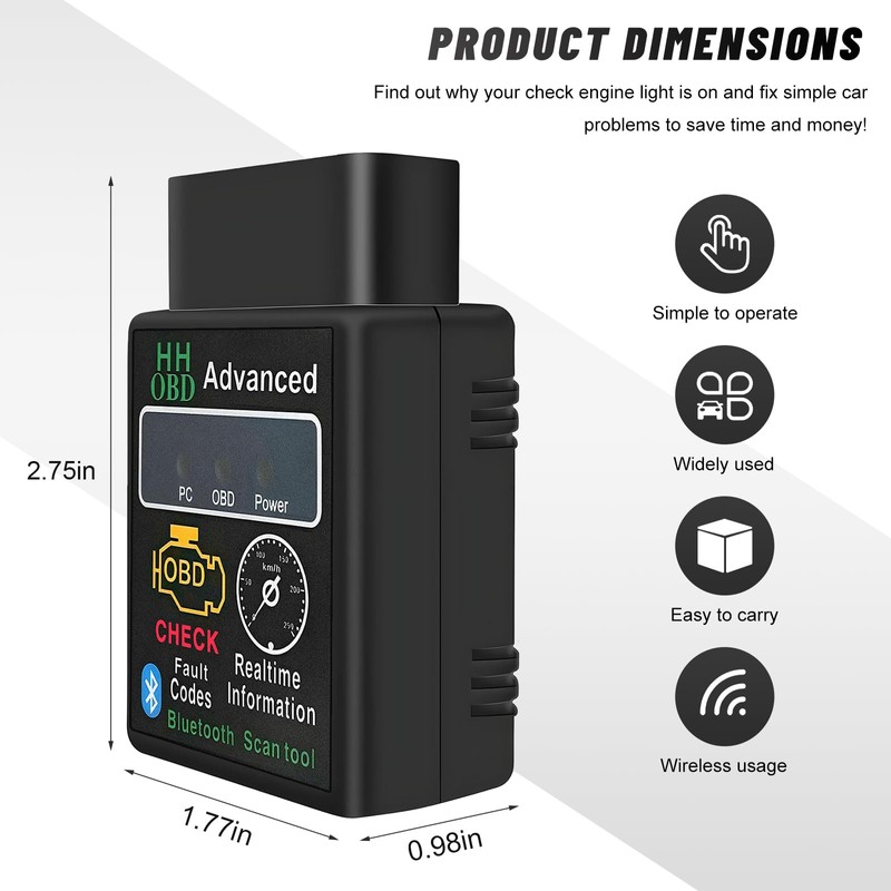 Gdnecad OBDII Car Diagnostic Scanner, Engine Fault Code Reader Bluetooth