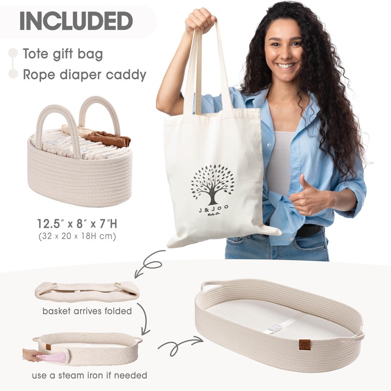 Baby Changing Basket Includes Diaper Caddy - Breathable & Waterproof
