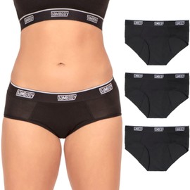 Bambody Leak Proof Hipster: Sporty Period Panties for Women and Teens - 3 Pack: Black - Size 4