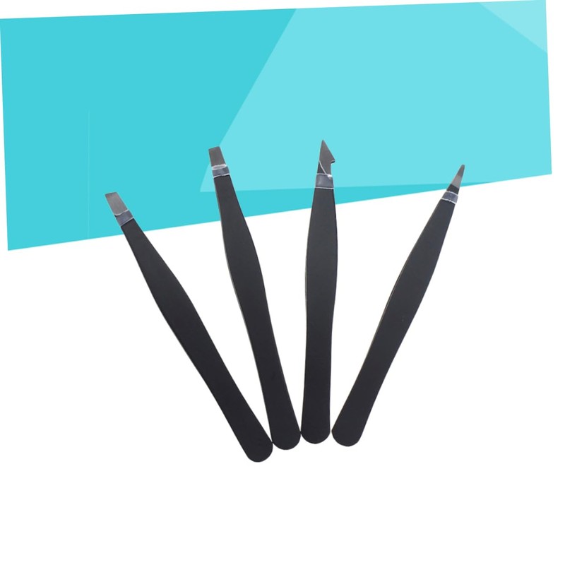 FOMIYES 2sets Precision Eyebrow Tweezers Professional Set Stainless Steel Flat