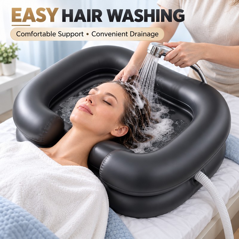 Inflatable Shampoo Basin for Hair Washing – Portable Foldable Wash