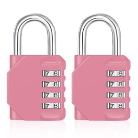 ZHEGE Combination Lock Outdoor 2 Pack, 4 Digit Resettable Weatherproof Combination Padlock for Gym, School, Gates, Doors, Hasps Storage (Pink, 2 Pack)