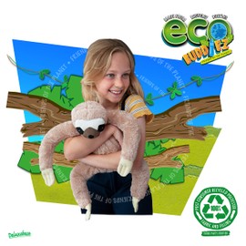 EcoBuddiez - Sloth from Deluxebase. Large 30cm Soft Plush Animals made from Recycled Plastic Bottles. Eco-Friendly Cuddly Gift for Kids and Cute Stuffed Animal Toy for Toddlers.