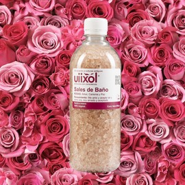 Uiixol Aceites Esenciales - Sales de Baño para Tina con Sal Marina y Sal Epsom, Efecto Relajante y Aromaterapia, Aroma a Rosas que Atrae el Amor, el Carisma y la Paz - 500g