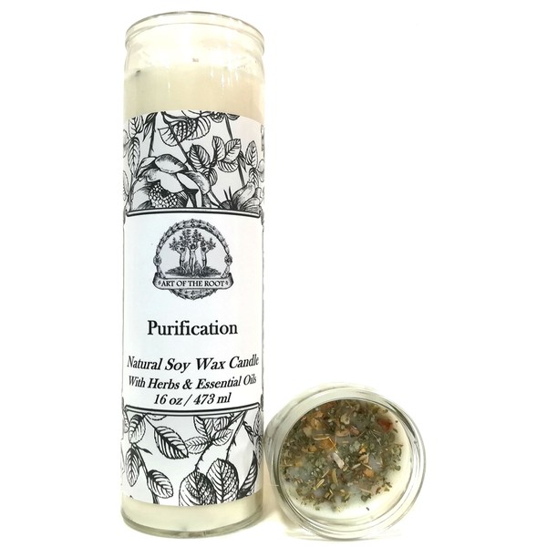 Purification 7 Day SOY Herbal & Scented Spell Candle for Negativity & Cleansing Wiccan Pagan Conjure Hoodoo