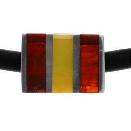 InCollections K010200010190 Women's Bead 925/000 Sterling Silver with Amber on Rubber Cord 3.0/42 cm, Rubber, Amber