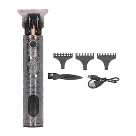 Hair Trimmer Professional Portable Rechargeable Hair Clipper with LCD Display for Outdoor Dragon Head LCD Silver