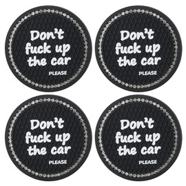 4Pcs Black Bling Car Cup Coasters, 2.75 Inch Anti-Slip PVC Car Cup Holder Coaster, Bling Crystal Rhinestone Diamond Soft Rubber Pad Set