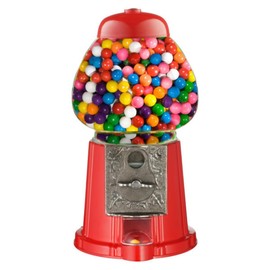 15” Gumball Machine with Coin Bank - Bubble Gum Machine Candy Dispenser with Glass Globe and Metal Base - Vintage Style Gum Ball Vending Dispenser by Great Northern Popcorn (Red)
