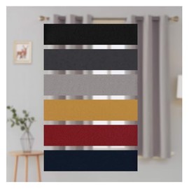 Thermal Insulated Blackout Ring Top Eyelet Curtains For Bedroom windows 2 Panels