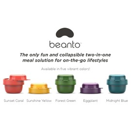 Beanto Bowl - Collapsible Bento Style Bowl for Soup, Salad, Sandwiches and Snacks - Reusable, Spill-proof Lid, Microwave Safe with Vent (Eggplant)