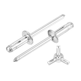 sourcing map 50Pcs 3/16"x1/2" Aluminum Round Head Tri Grip Rivets, Tri Grip Rivets Assortment Bulb Style Rivets for DIY, Sheet Metal, Automotive Repairs, Furniture, Marine Boat (Silver)