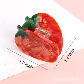Framendino, 2 Pack Strawberry Hair Claw Clips Mini Fruit Cute Claws Accessories for Women Girls