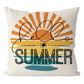 GAGEC Summer Pillow Covers 20x20 Inch Simple Sun Art Pillows Covers Summer Farmhouse Cushion Case Decor for Sofa Couch