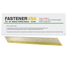 FastenerUSA 1-1/4" DA15 ANGLE FINISH NAILS 15GA GALV 4,000ct | G-UDA15