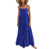 Chatinction Women Summer Casual Loose Dress Spaghetti Strap Asymmetric Tiered