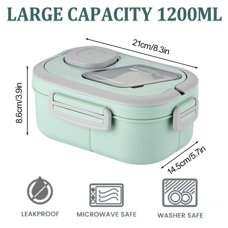 Wondora Lunchbox mit Fächern, Bento Box Kinder Brotdose mit Gabel