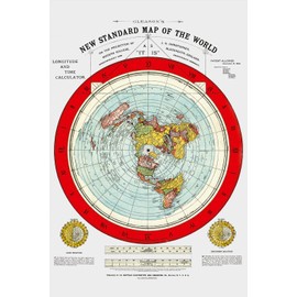 Gleason's New Standard Map Of The World - 24" x 36" | Orlando Ferguson's Map of the Square and Stationary Earth - 24" x 18" (SET OF 2)