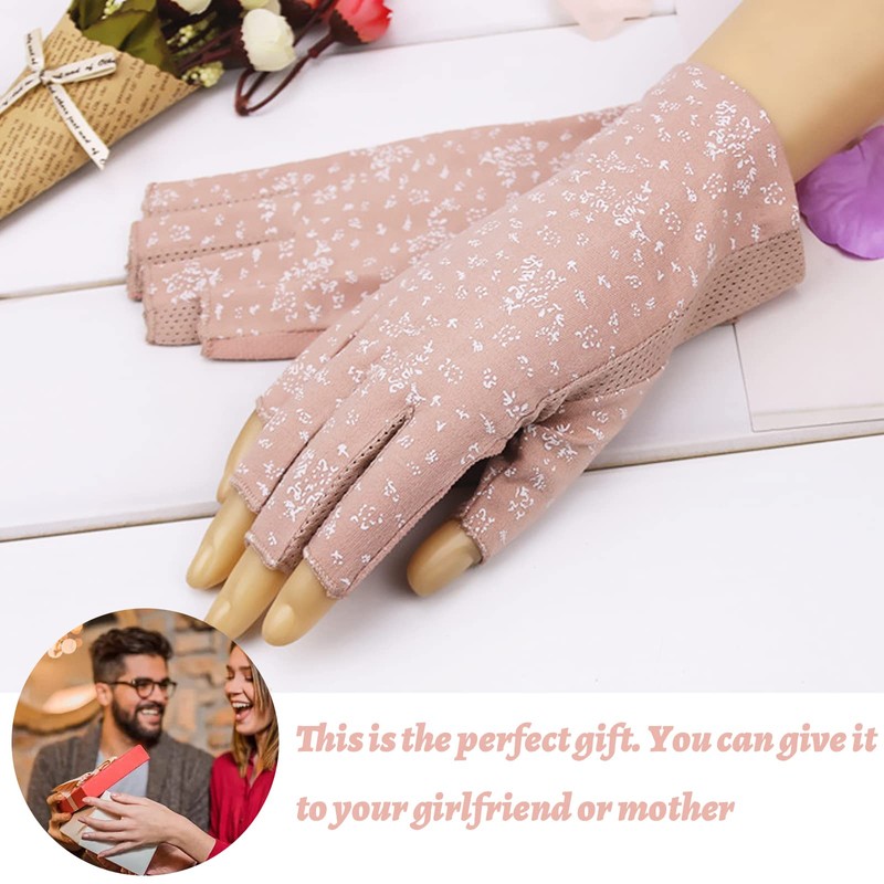 Kingsie Women's Fingerless Gloves, Half Finger Gloves, UV Protection, Fingerless,