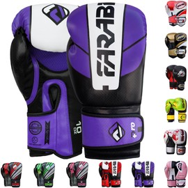 FARABI Pro Fighter Boxing Gloves Sparring Gym Bag Punching Focus Pad Mitts (Purple/Black, 14Oz)